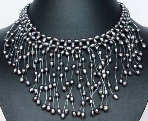 BP01-Black pearl jewelry for weddings-