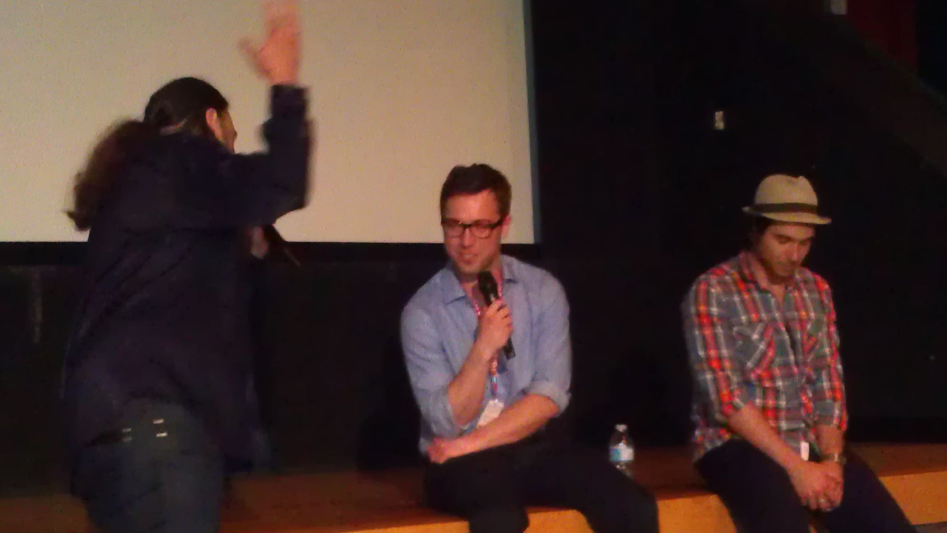 Mitch Davis, Braden Croft, Benjamin Mallin, Fantasia's Mitch Davis with questions for "Hemorrhage" director Braden Croft and producer Benjamin Mallin (?)